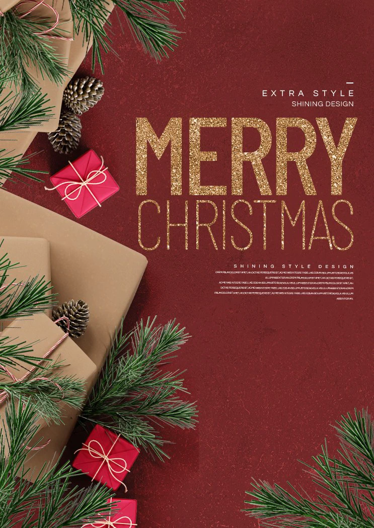 圣诞节圣诞树圣诞老人闪亮装饰电商促销折扣海报PSD模板AI素材【189】